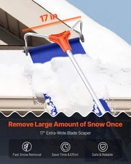 VEVOR Snow Roof Rake, 27cm Aluminum Blade, 1.25-5.24 m Adjustable Roof ...