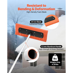 Snow Roof Rake, 45cm Foam Blade, 2.25-5.62 m Adjustable Roof Snow Scraper, Extension Tubes & Non-Slip Handle, Lightweight Snows Removal Tool for House Leaves Debris Clearing