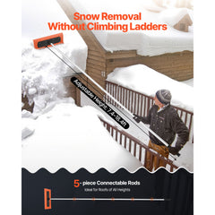 Snow Roof Rake, 45cm Foam Blade, 2.25-5.62 m Adjustable Roof Snow Scraper, Extension Tubes & Non-Slip Handle, Lightweight Snows Removal Tool for House Leaves Debris Clearing