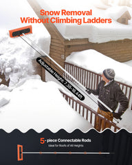 Snow Roof Rake, 45cm Foam Blade, 2.25-5.62 m Adjustable Roof Snow Scraper, Extension Tubes & Non-Slip Handle, Lightweight Snows Removal Tool for House Leaves Debris Clearing