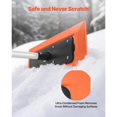  Snow Roof Rake, 1.2m Long Reach Car Roof Snow Scraper, 45cm Foam Blade for No Scratches, Non-Slip Handle, Lightweight Snows Removal Tool for Vehicle Garage Rooftop Leaves Debris Clearing