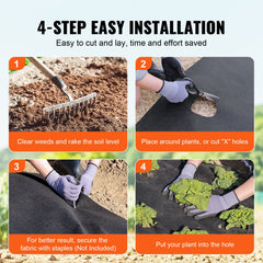 Non Woven Geotextile Fabric Under Gravel, 6x100FT 8OZ Driveway Fabric Landscape Fabric, Heavy Duty Weed Barrier Fabric, Ground Cover Weed Control Fabric, French Drains Drainage Fabric, Black
