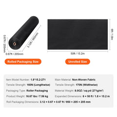 Non Woven Geotextile Fabric Under Gravel, 6x50FT 8OZ Driveway Fabric Landscape Fabric, Heavy Duty Weed Barrier Fabric, Ground Cover Weed Control Fabric, French Drains Drainage Fabric, Black