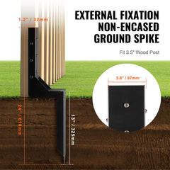 Fence Post Anchor Repair Kit, 4 Pack Inner Diameter 8.9x8.9 cm Heavy Duty Steel Fence Post Support Stakes, Anchor Ground Spike for Repair Tilted, Broken Wood Fence Post, Enveloping