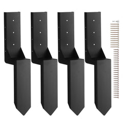 Fence Post Anchor Repair Kit, 4 Pack Inner Diameter 8.9x8.9 cm Heavy Duty Steel Fence Post Support Stakes, Anchor Ground Spike for Repair Tilted, Broken Wood Fence Post, Enveloping