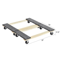 Furniture Dolly, 454kg Each Load Capacity, 2 Packs, 457.2x762mm, 8x76mm PP Swivel Casters, Heavy Duty Hardwood Furniture Moving Dolly, Mover's Dolly, Moving Cart with Wheels for Heavy Furniture