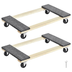 Furniture Dolly, 454kg Each Load Capacity, 2 Packs, 457.2x762mm, 8x76mm PP Swivel Casters, Heavy Duty Hardwood Furniture Moving Dolly, Mover's Dolly, Moving Cart with Wheels for Heavy Furniture