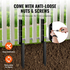 Fence Post Anchor Repair Kit, 2 Pack Inner Diameter 5 x5 cm Heavy Duty Steel Fence Post Support Stakes, Anchor Ground Spike for Repair Tilted, Broken Wood Fence Post
