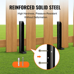 Fence Post Anchor Repair Kit, 2 Pack Inner Diameter 5 x5 cm Heavy Duty Steel Fence Post Support Stakes, Anchor Ground Spike for Repair Tilted, Broken Wood Fence Post
