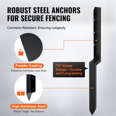 Fence Post Anchor Repair Kit, 2 Pack Inner Diameter 5 x5 cm Heavy Duty Steel Fence Post Support Stakes, Anchor Ground Spike for Repair Tilted, Broken Wood Fence Post
