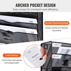 File Wall Rack Mesh Wall File Holder 1-Piece 10 Pockets for Office/School