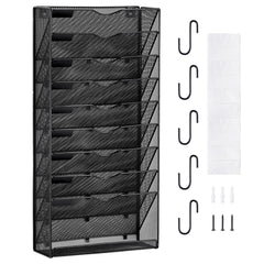 File Wall Rack Mesh Wall File Holder 1-Piece 10 Pockets for Office/School