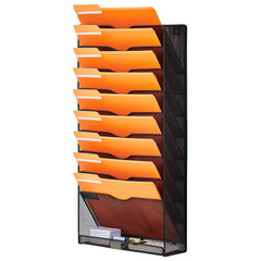 File Wall Rack Mesh Wall File Holder 1-Piece 10 Pockets for Office/School