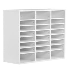 Literature Organizer, 24 Compartments Office Mailbox with Adjustable Shelves, Wooden Mailbox Sorter Medium Density Fiberboard Office Home Classroom Storage for Files, Documents, Papers, White