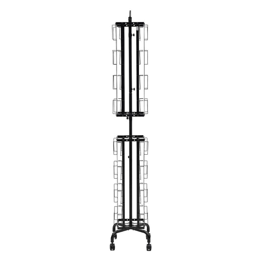 Greeting Cards Display Rack, 32 Pockets Rotating Postcard Brochure Display Stand, 360° Spinning Card Display Rack with Sign Holder & 4 Wheels (2 Lockable) for Exhibitions Office Trade Show