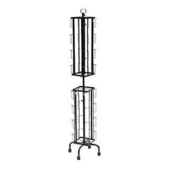 Greeting Cards Display Rack, 32 Pockets Rotating Postcard Brochure Display Stand, 360° Spinning Card Display Rack with Sign Holder & 4 Wheels (2 Lockable) for Exhibitions Office Trade Show