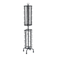 Greeting Cards Display Rack, 32 Pockets Rotating Postcard Brochure Display Stand, 360° Spinning Card Display Rack with Sign Holder & 4 Wheels (2 Lockable) for Exhibitions Office Trade Show