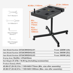 Flash Dryer, 18 x 25 inch Flash Dryer for Screen Printing, 0-750℉ Temperature Control, High Power Silk Screen Printing Dryer with Height Adjustable Stand, 360° Rotation, T-Shirt Curing Machine