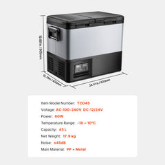 Portable Car Refrigerator Freezer Compressor 45L Dual Zone for Car Home