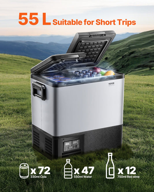 Portable Car Refrigerator Freezer Compressor 55L Dual Zone for Car Home