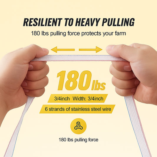 Electric Fence Tape, 1640Ft 500M Polytape Fencing Hot Wire, 3/4" Width 6 Stainless Steel Strands for Reliable Conductivity, UV & Rust Resistance, Portable Polywire for Horse Cattle Livestock