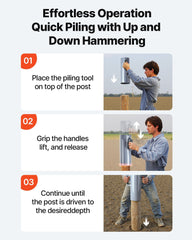 Fence Post Driver, Heavy Duty T Post Driver with Handles, Metal Manual Pounder Rammer for U-Channel,Wooden Fence, Fits T-Posts with Inner Diameter up to 6.1in,Ideal for Farm, Garden, Yard