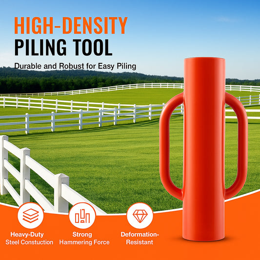 Fence Post Driver with Handles, 2.7 in Inner Diameter T Post Pole Pounder, 14LB Heavy Duty Carbon Steel Hand Post Rammer, Farm Fencing Hole Digger for U Channel, Sign Pole, Wooden Post, Red