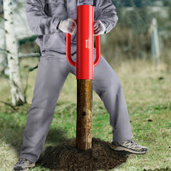 Fence Post Driver with Handles, 2.7 in Inner Diameter T Post Pole Pounder, 14LB Heavy Duty Carbon Steel Hand Post Rammer, Farm Fencing Hole Digger for U Channel, Sign Pole, Wooden Post, Red