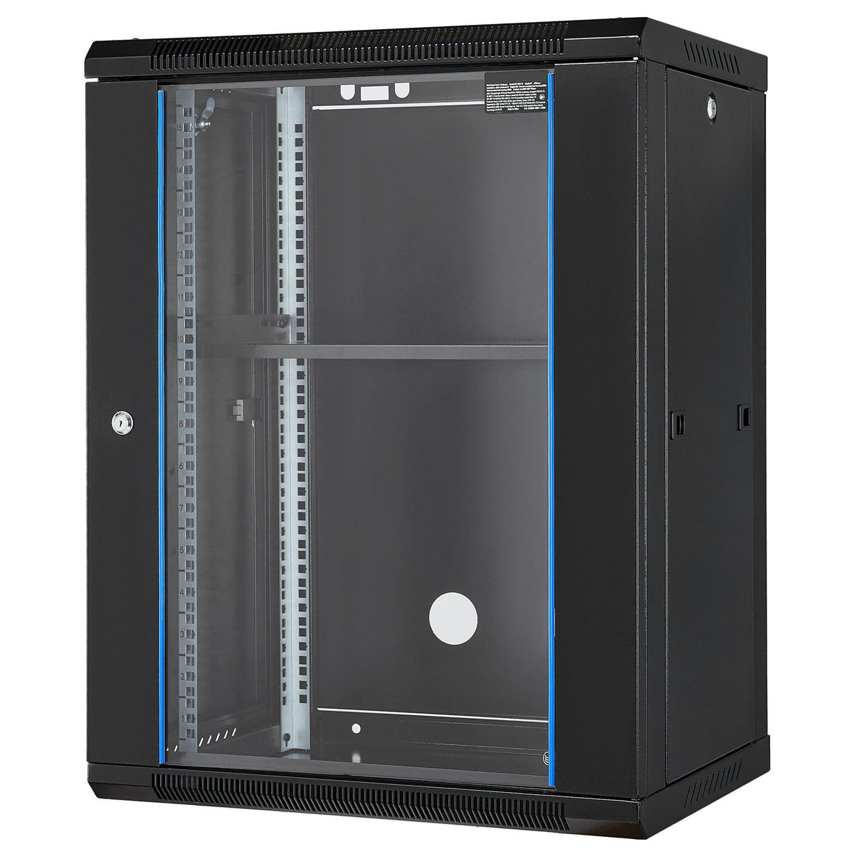 15U Wall Mount Network Cabinet, 226.8 kg Max. Ground Load Capacity, Server Rack Cabinet Enclosure with Locking Tempered Glass Door, Side Panels, Q235 Carbon Steel, for IT Equipment, A/V Devices
