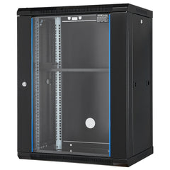 15U Wall Mount Network Cabinet, 226.8 kg Max. Ground Load Capacity, Server Rack Cabinet Enclosure with Locking Tempered Glass Door, Side Panels, Q235 Carbon Steel, for IT Equipment, A/V Devices