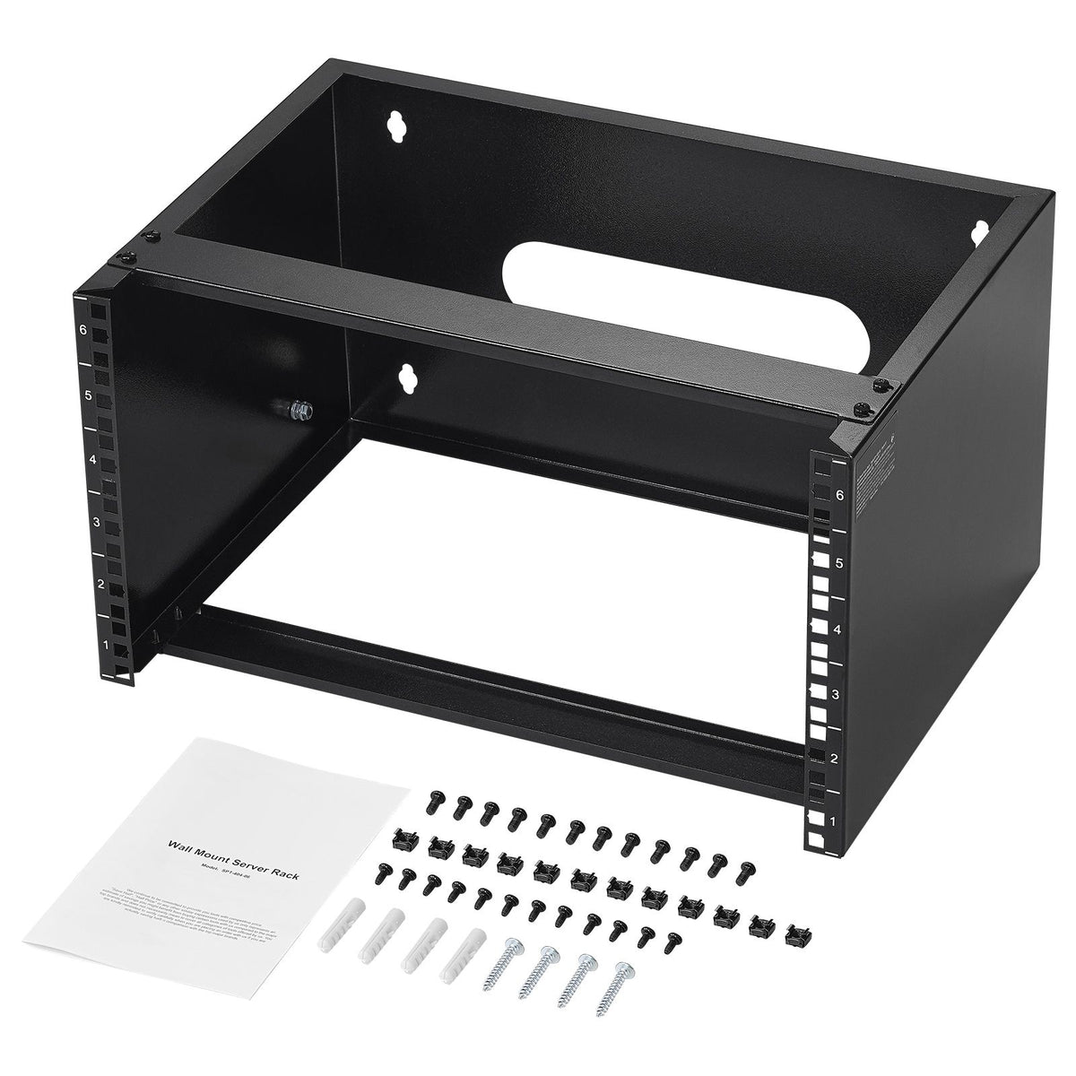 6U Wall Mount Network Rack, 14 in/355.6 mm Depth, 50 lbs/22.68 kg Max Weight Capacity Wall Mount Server Rack with Cage Nuts, 19"/482.6 mm for Shallow Server IT Equipment and Network Switches