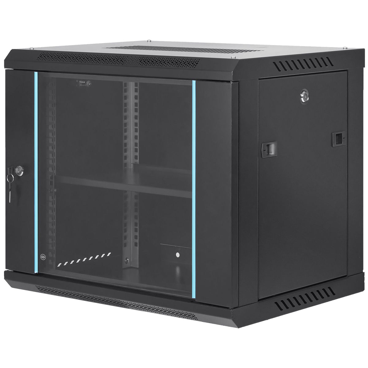 9U Wall Mount Network Server Cabinet, 39.37 cm Deep, Server Rack Cabinet Enclosure, 90.7 kg Max. Ground-mounted Load Capacity, with Locking Glass Door Side Panels, for IT Equipment, A/V Devices