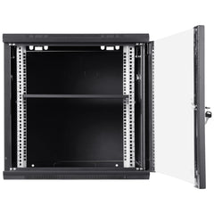 9U Wall Mount Network Server Cabinet, 39.37 cm Deep, Server Rack Cabinet Enclosure, 90.7 kg Max. Ground-mounted Load Capacity, with Locking Glass Door Side Panels, for IT Equipment, A/V Devices