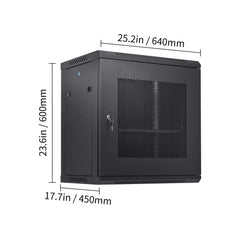 12U Wall Mount Network Server Cabinet, 15.5'' Deep, Server Rack Cabinet Enclosure, 200 lbs Max. Ground-mounted Load Capacity, with Locking Door Side Panels, for IT Equipment, A/V Devices