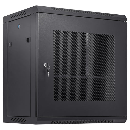 12U Wall Mount Network Server Cabinet, 15.5'' Deep, Server Rack Cabinet Enclosure, 200 lbs Max. Ground-mounted Load Capacity, with Locking Door Side Panels, for IT Equipment, A/V Devices
