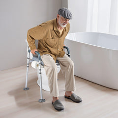 Bedside Commode Chair, 227 kg Capacity, 4-in-1 Portable Toilet and Raised Toilet Seat with Padded Seat & Backrest, Detachable 5L Bucket, Adjustable Height & Width Adult Potty Chair for Seniors