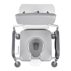 Bedside Commode Chair, 227 kg Capacity, 4-in-1 Portable Toilet and Raised Toilet Seat with Padded Seat & Backrest, Detachable 5L Bucket, Adjustable Height & Width Adult Potty Chair for Seniors