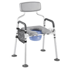 Bedside Commode Chair, 227 kg Capacity, 4-in-1 Portable Toilet and Raised Toilet Seat with Padded Seat & Backrest, Detachable 5L Bucket, Adjustable Height & Width Adult Potty Chair for Seniors