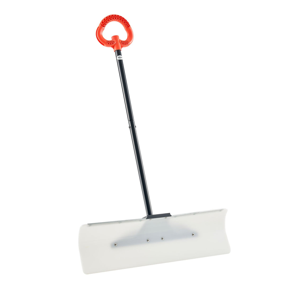 Snow Pusher Shovel, 76.2 cm Outdoor Snowplow Shovel with Ergonomic Grip, HDPE Plastic Blade, Winter Shovels with Segmented Handle, Metal Edged Strip, Portable Snow Removal Tool for Driveway