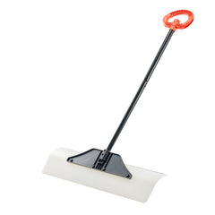 Snow Pusher Shovel, 76.2 cm Outdoor Snowplow Shovel with Ergonomic Grip, HDPE Plastic Blade, Winter Shovels with Segmented Handle, Metal Edged Strip, Portable Snow Removal Tool for Driveway