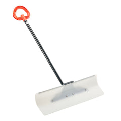 Snow Pusher Shovel, 76.2 cm Outdoor Snowplow Shovel with Ergonomic Grip, HDPE Plastic Blade, Winter Shovels with Segmented Handle, Metal Edged Strip, Portable Snow Removal Tool for Driveway