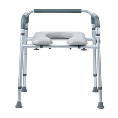 Commode Chair, Bedside Commode with Padded Seat and Arms, 7-Level Adjustable Height, 5.8L Removable Bucket, Easy to Assemble, 350 LBS Capacity, Raised Toilet Seat for Adults Seniors