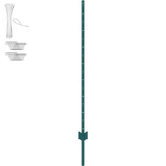 5 Feet Fence Post 10 Pack T-Post Heavy Duty Metal Fence Posts Green