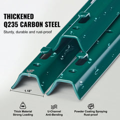 5 Feet Fence Post 10 Pack T-Post Heavy Duty Metal Fence Posts Green