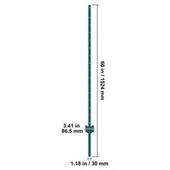 5 Feet Fence Post 10 Pack T-Post Heavy Duty Metal Fence Posts Green