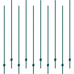 7 Feet Fence Post, 10 Pack U-Channel Heavy Duty Metal Fence Posts, Sturdy Steel Fence Stakes for Garden Yard, Lawn, Farms and Outdoor Wire Fencing, Green
