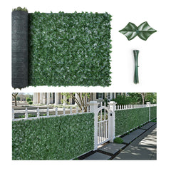 Ivy Privacy Fence, 39 x 198in Artificial Green Wall Screen, Greenery Ivy Fence with Mesh Cloth Backing and Strengthened Joint, Faux Hedges Vine Leaf Decoration for Outdoor Garden, Yard, Balcony