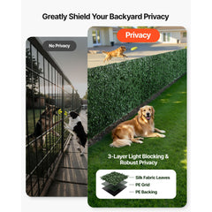 Ivy Privacy Fence, 59 x 158in Artificial Green Wall Screen, Greenery Ivy Fence w/ Mesh Cloth Backing and Strengthened Joint, Faux Hedges Vine Leaf Decoration for Outdoor Garden, Yard, Balcony