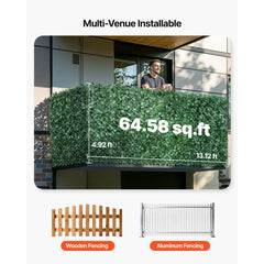 Ivy Privacy Fence, 59 x 158in Artificial Green Wall Screen, Greenery Ivy Fence w/ Mesh Cloth Backing and Strengthened Joint, Faux Hedges Vine Leaf Decoration for Outdoor Garden, Yard, Balcony