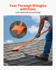 Shingle Shovel 1 Pack, D-Grip Handle Shingle Roof Ripper, High Hardness 45# Steel & Lightweight Easy Tearing Off Roofing & Nails Tool, ideal for Commercial and Residential Use,Orange